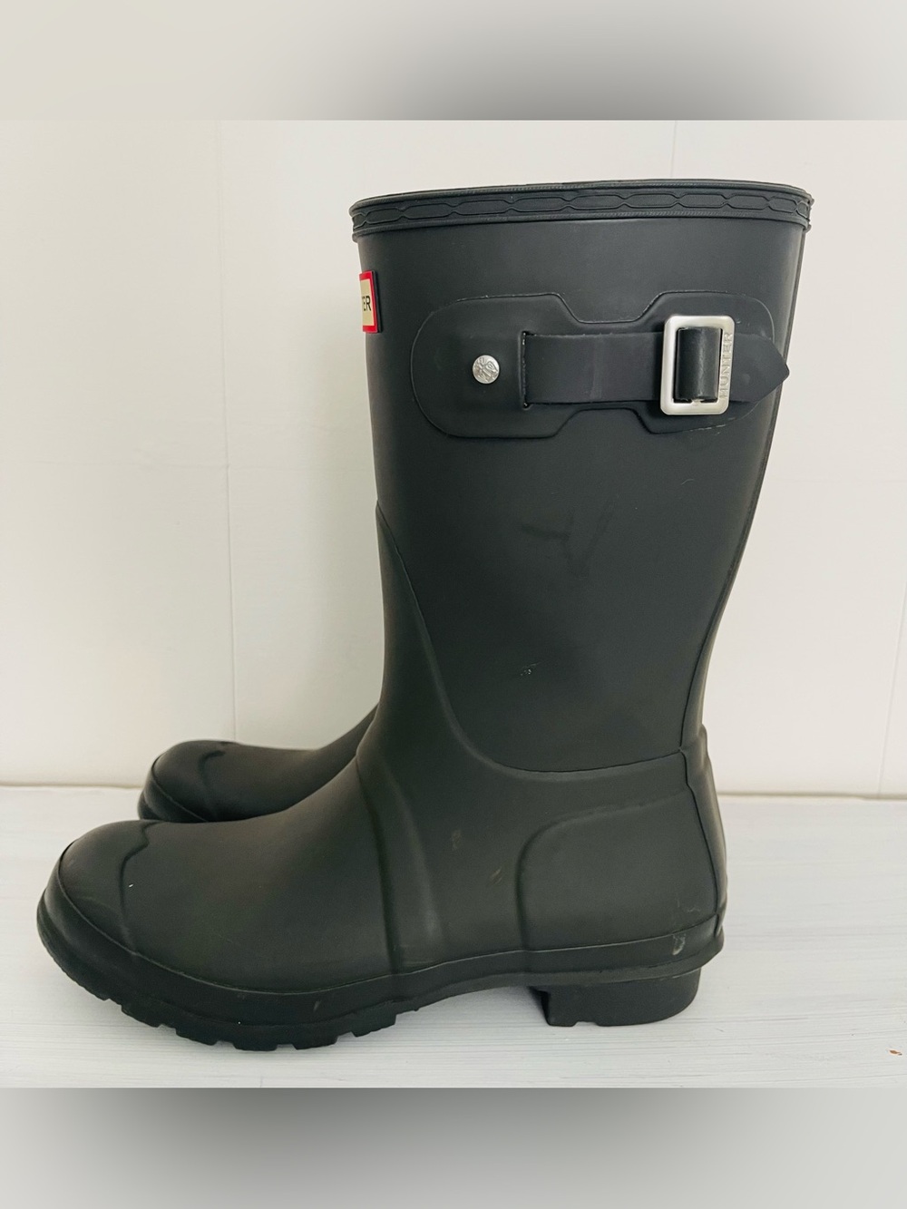 HUNTER Original Short Boots Matte Black Size 8 - Picture 3 of 10